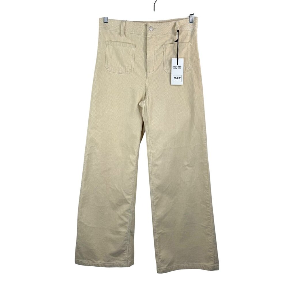 Oat New York wide leg Sailor Corduroy high‎ waist pants preppy cream sz 31